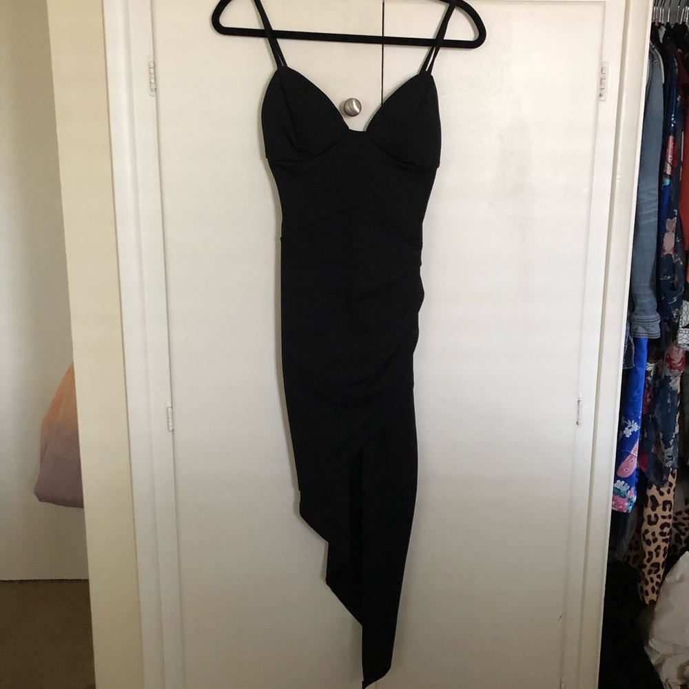 Boohoo black wrap dress